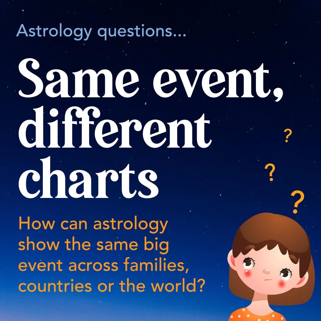 same event, different chart. How can astrology show the same big event across families, countries or the world?
