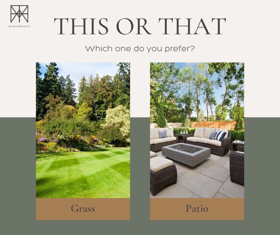 🌿🏡 Green lawn or patio garden? 

Or a beautiful blend of both? 🌼🪴

When it comes to your dream garden, which option is perfect for you? 💚

🌱 Green Lawn: There's nothing quite like the sight of a lush, green lawn. Perfect for picnics, playtime, 