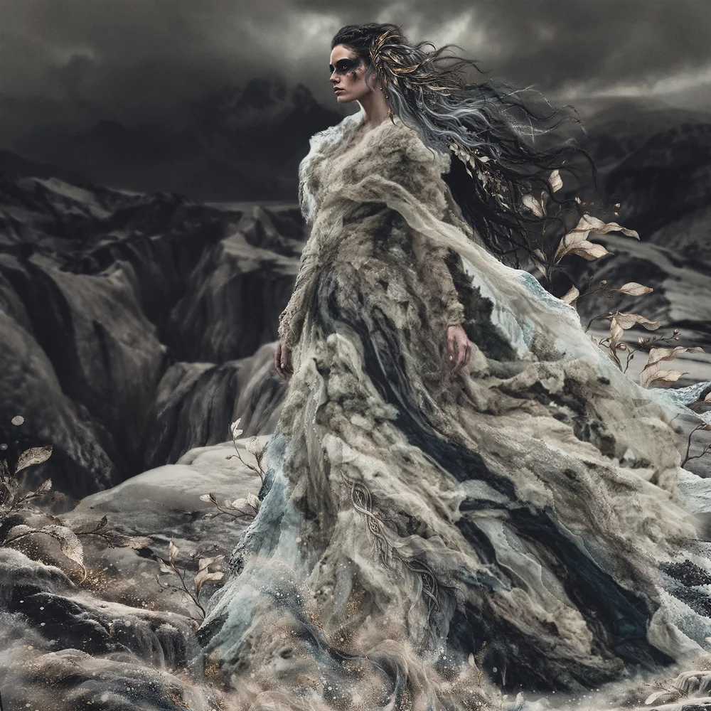 Daughter of Ancient Ice — Iceland-inspired digital mixed-media artwork by Kristin Couch
