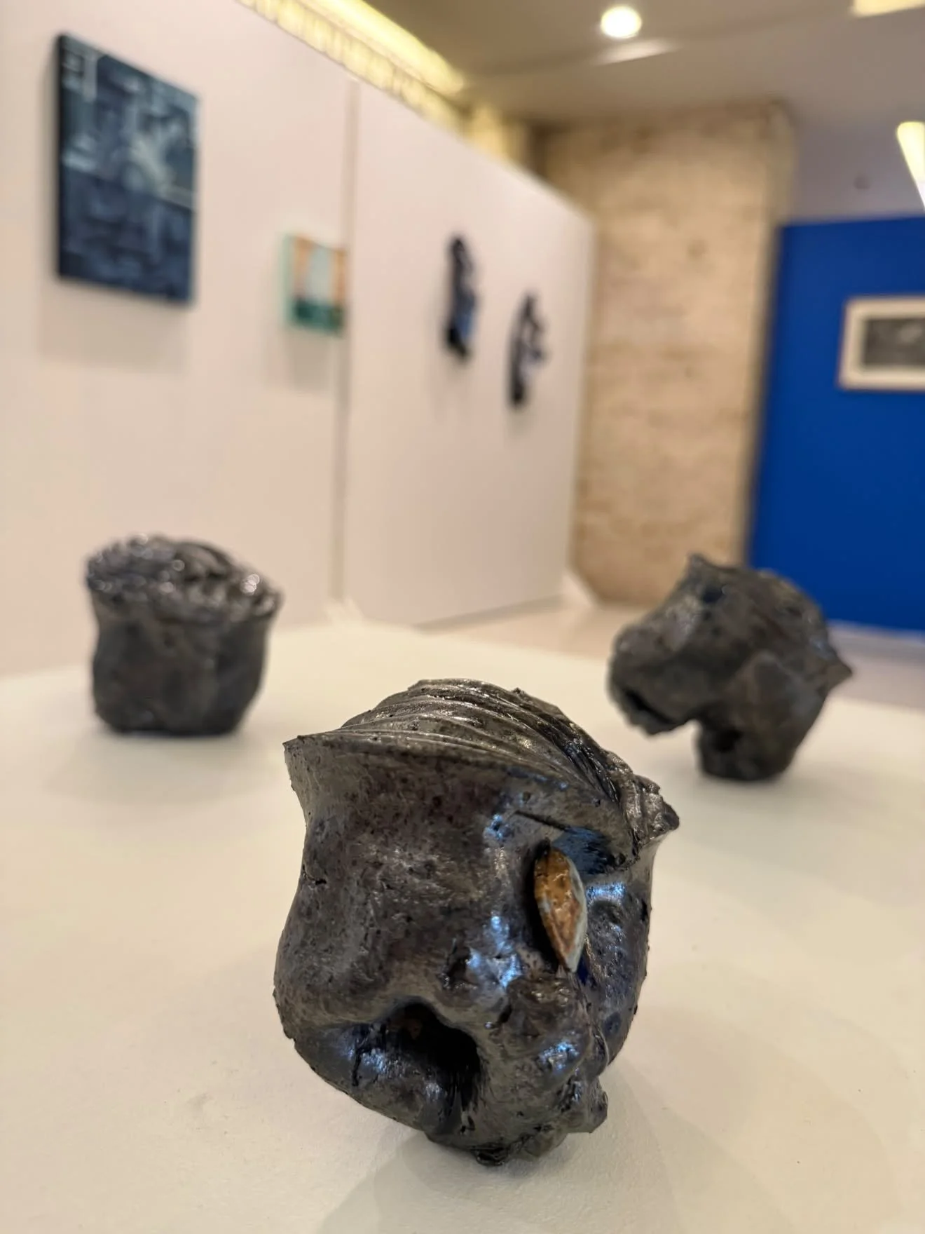 Metallic cobalt blue ceramic sculptures by Jose Solon Perfecto in Bacolod