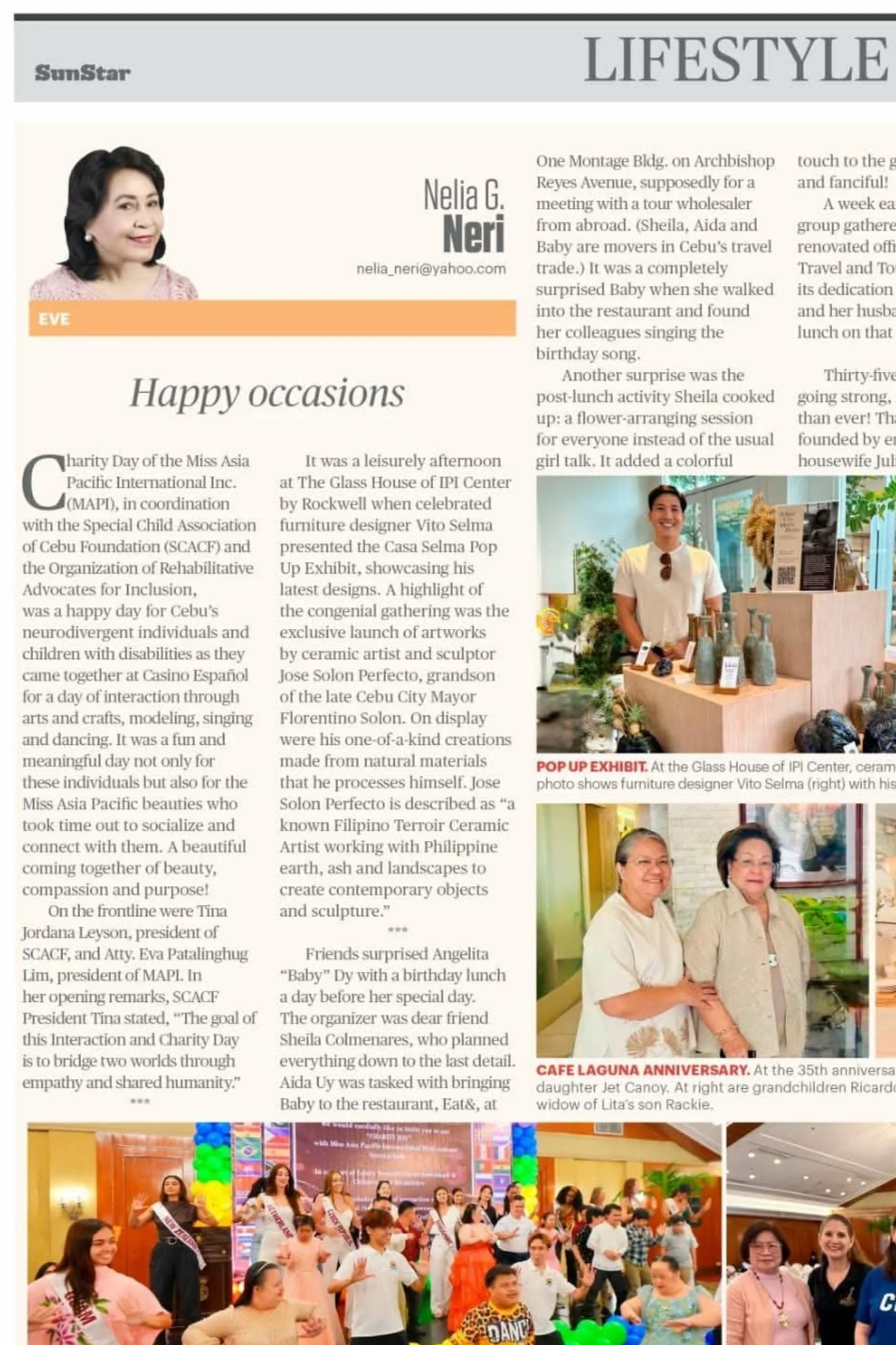 Jose Solon Perfecto's ceramics showcase in Cebu featured in local paper, SunStar