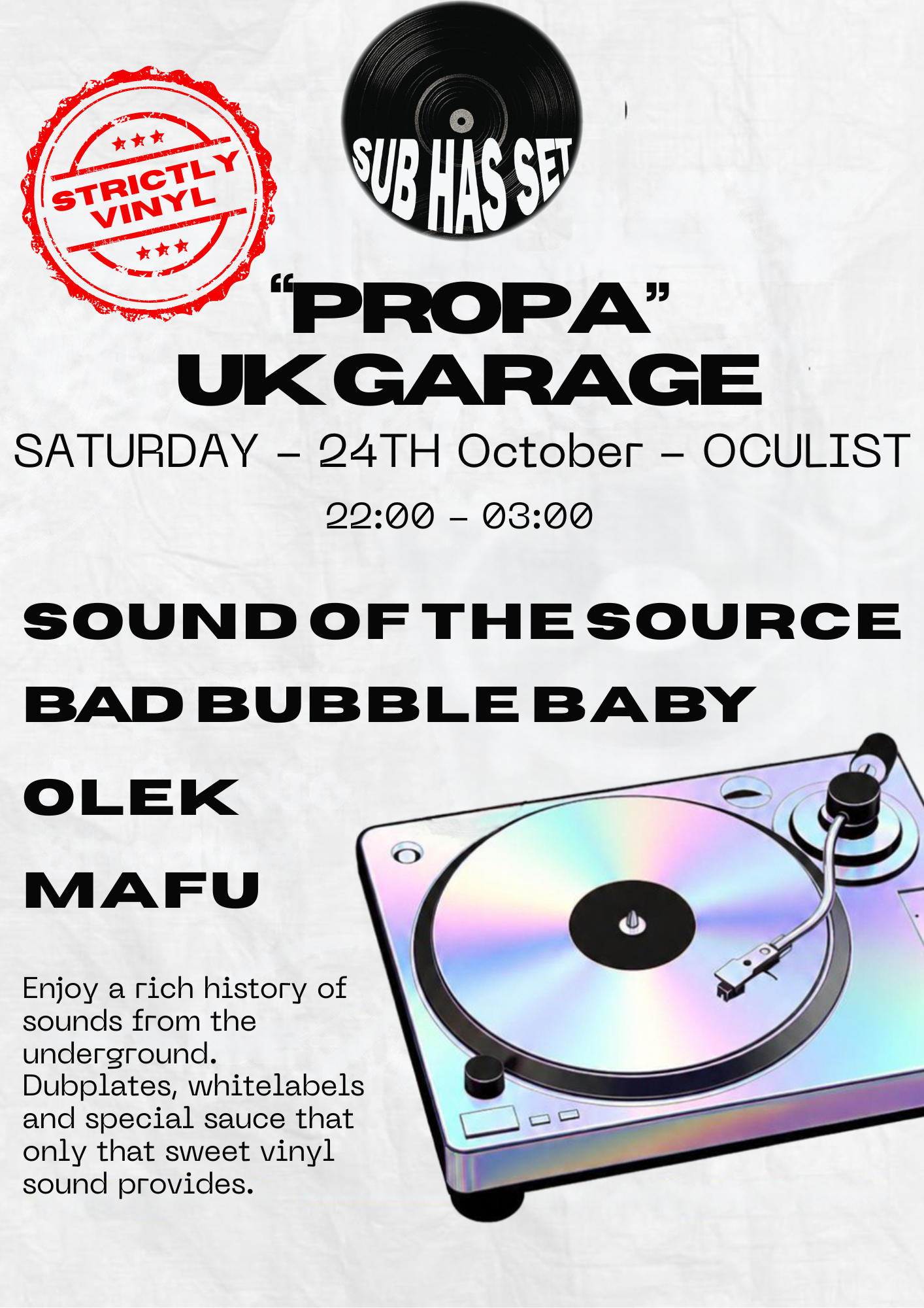 'Propa' UK Garage (Strictly Vinyl)