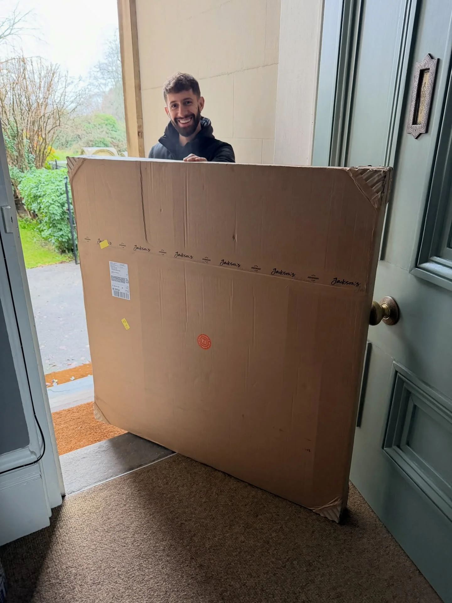 BIG!  This humongous cradled board arrived today.  It would be turned into a massive commissioned statement piece for one of my collectors in his huge beautiful house in Cheltenham. There will be gold leaf and lions in it&hellip; so watch this space 