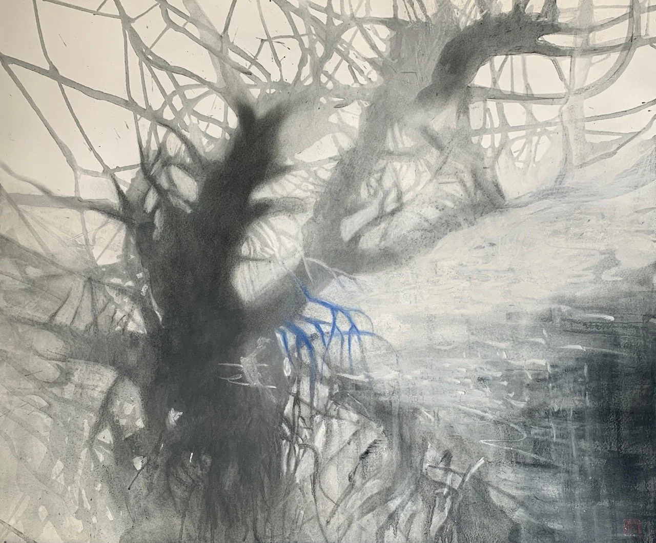 "Transformation" (2023)
65x77, clay based color and pastel on paper