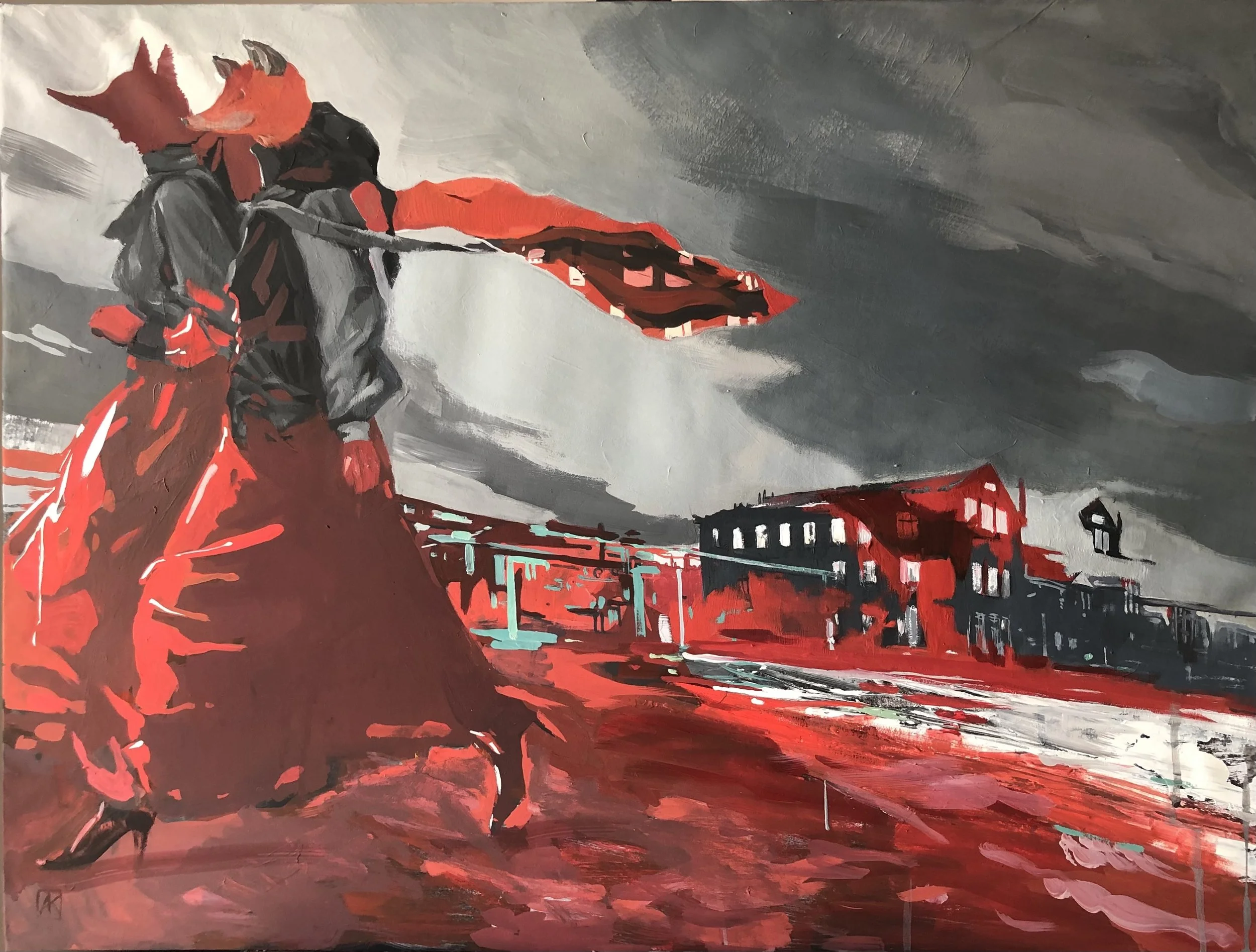 "Modern landscape" (2023)
60x80cm,  tempera on paper