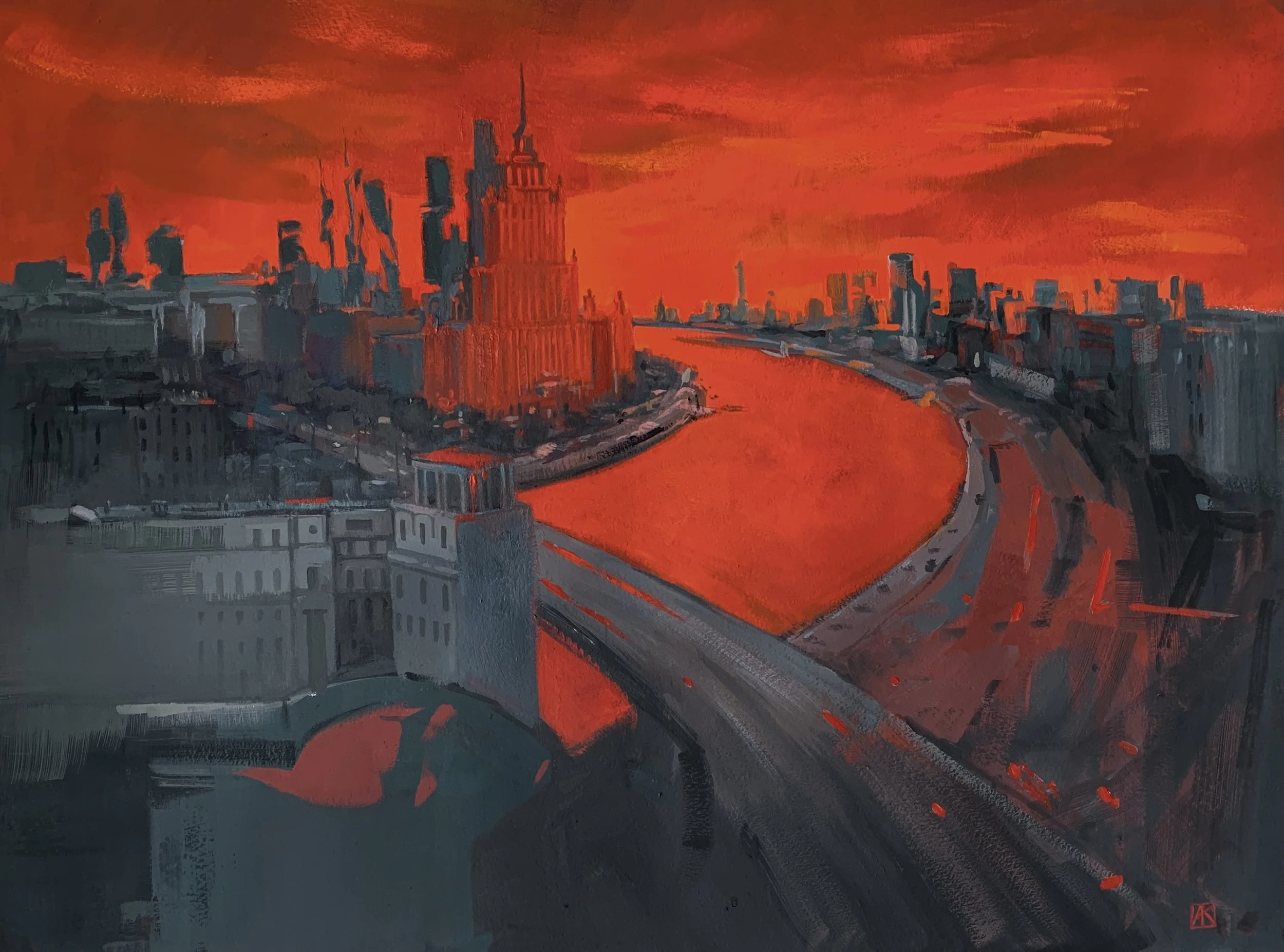 "The red river" (2023)
60x80cm, tempera on paper