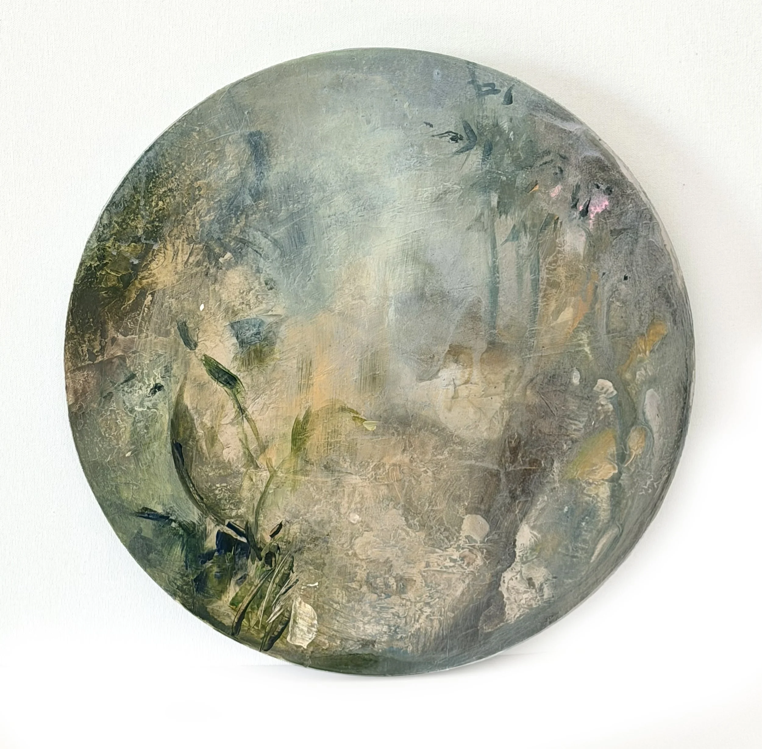 Garden after 2026, Ø 40 cm (15.7 in) acrylic on board
