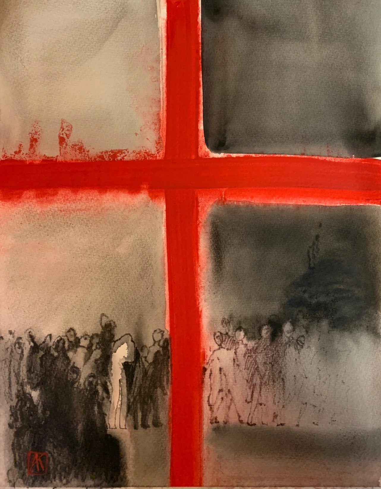 "August" (2020). 45x37cm, watercolor on paper. Sold.