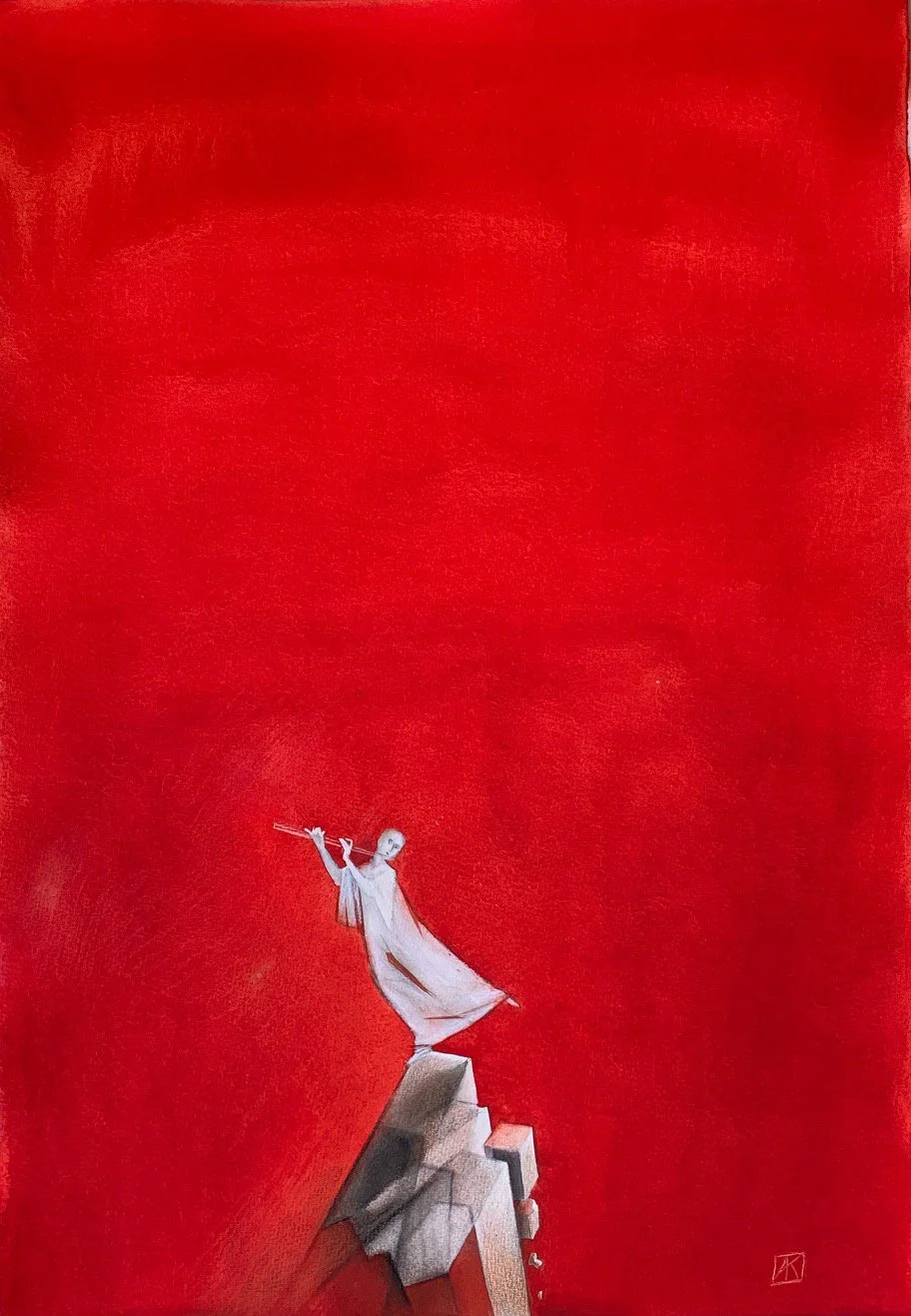 "There still will be music" (2020). 72x51cm, watercolor on paper. Sold.