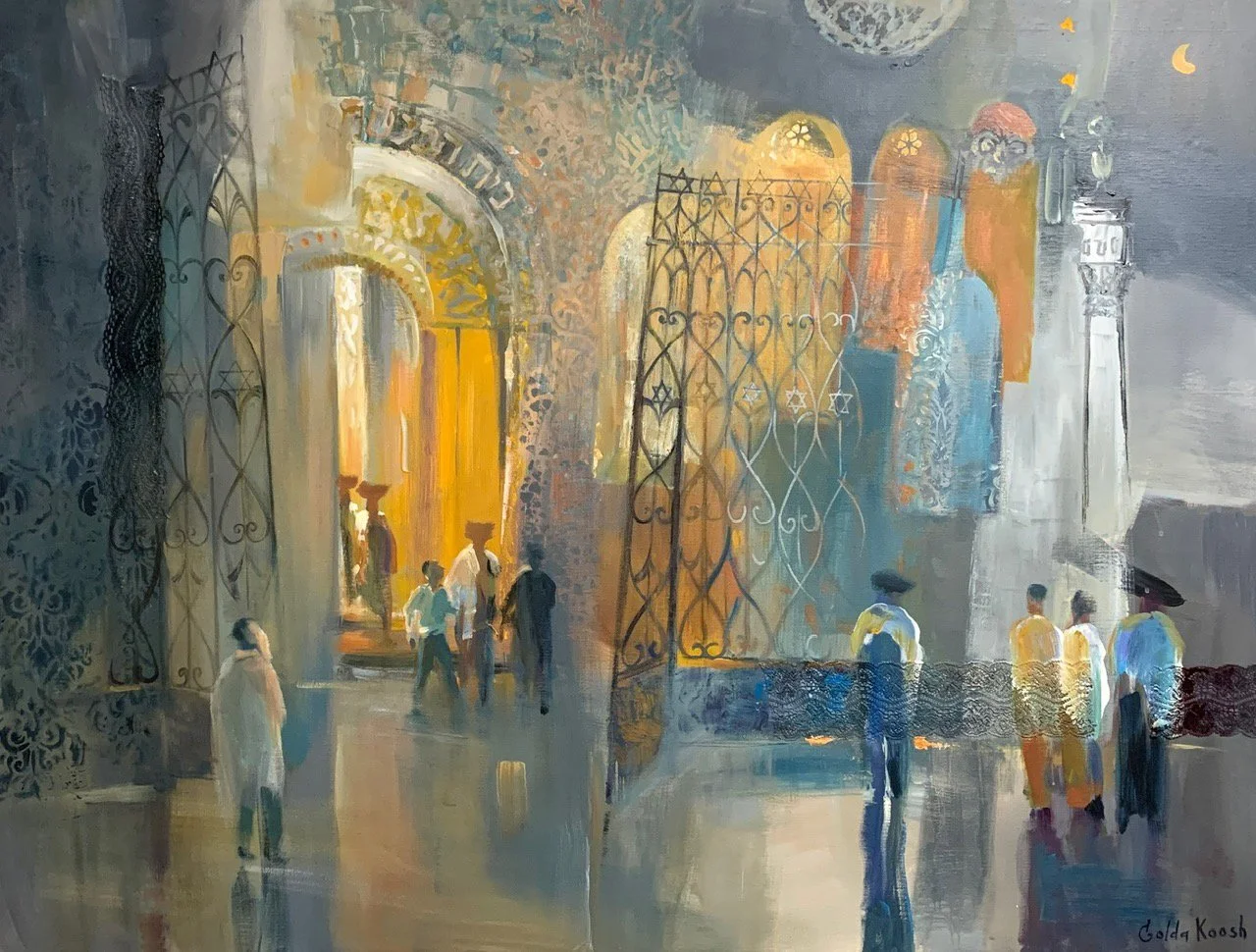 Near the Synagogue, acrylic on canvas, 90x120cm (35.5x47in)