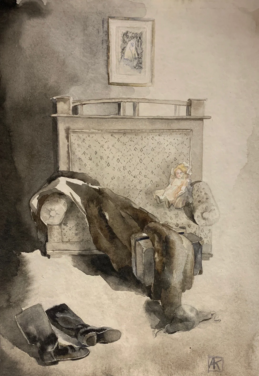 "Home, return" 2020
37x25cm, and watercolor on paper
sold