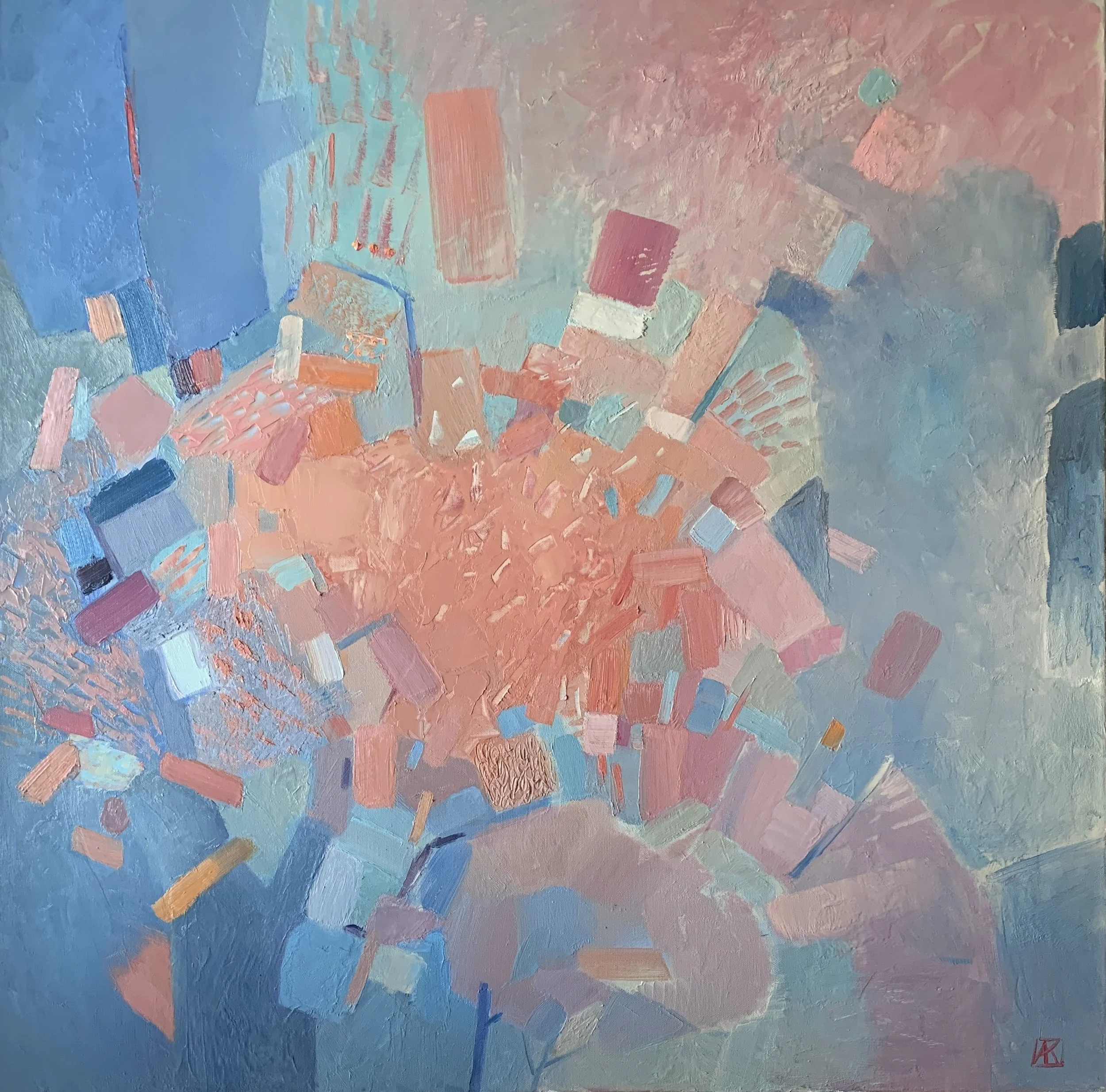 Tetris Garden 2023, 80x80 cm,  ( 31,5 x 31,5 in) oil on canvas
