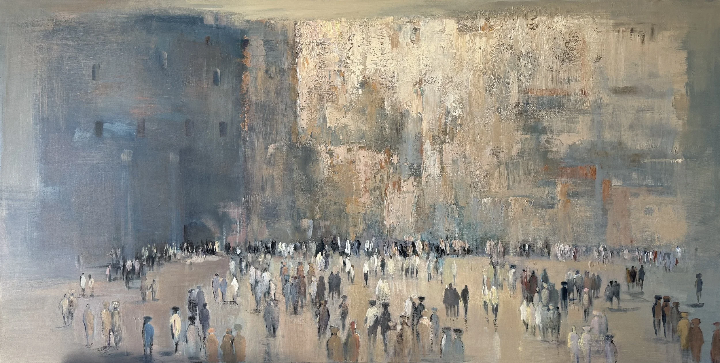 The Western Wall acrylic on canvas 90x180 cm, 35x71