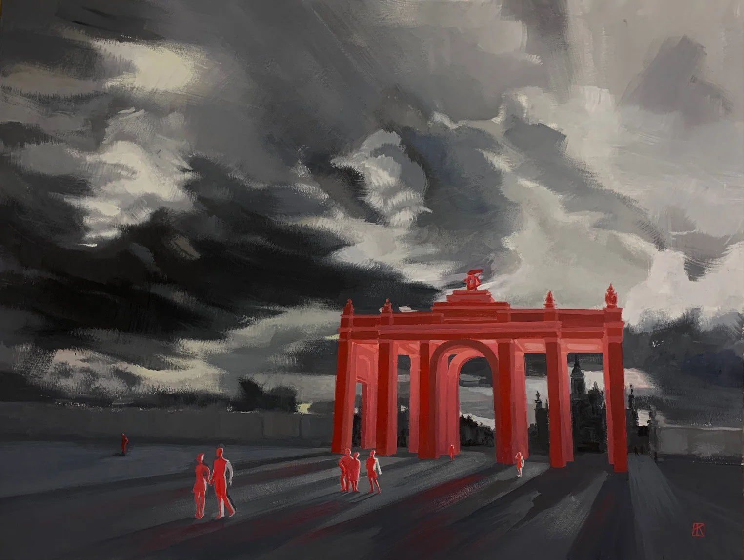 "Back to the future" (2022). 60x80cm, tempera on paper