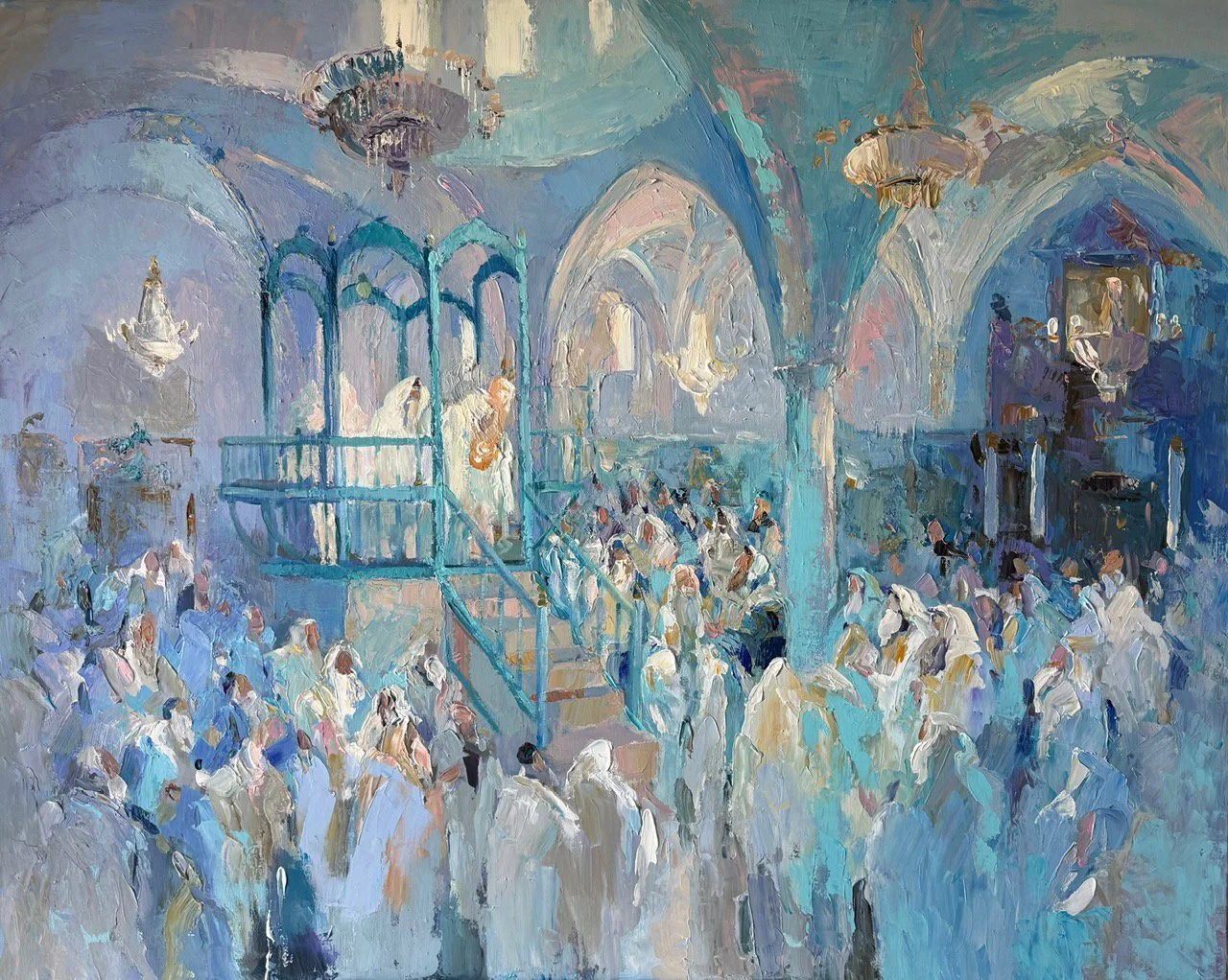 The Synagigue in Tzfat, acrylic on canvas, 120x150cm (47x59in)