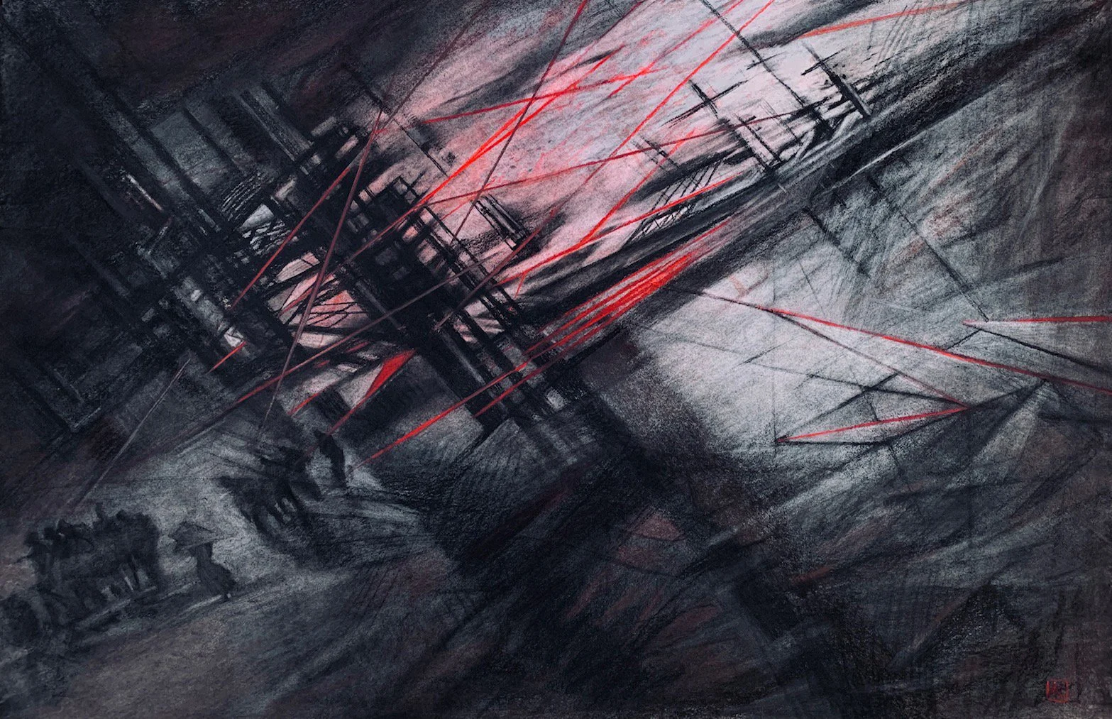 "Who needs the ark" (2021). 75x113cm, clay based color and watercolor on paper