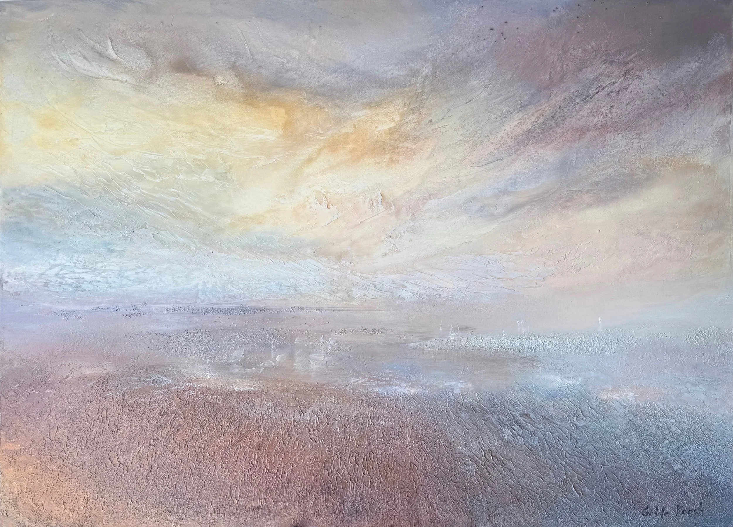 After the Sea - 100x140cm (39.3x55.1in) - Behind them — the trial.
And the miracle.
The sea parted
and closed its waters over the enemies.

Ahead — the desert.
There is no way back.
And no firm ground ahead — only a road into the unknown.
The taste o