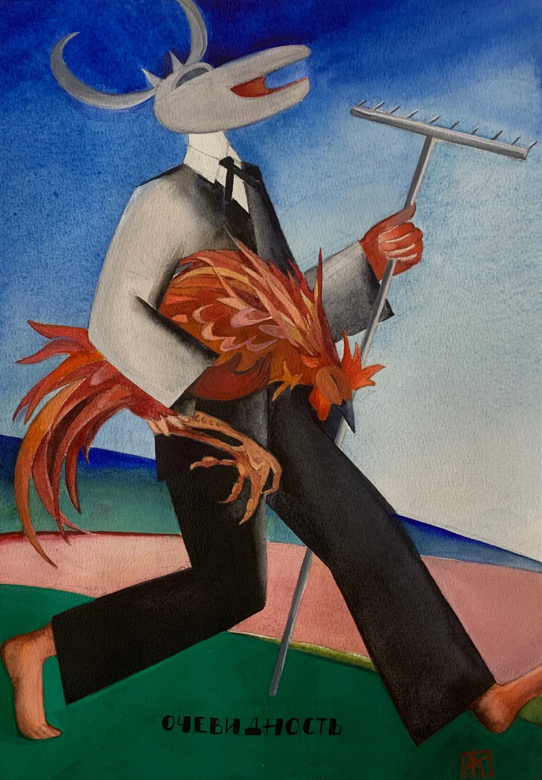 "Soviet Gothic" (2021). 38x27cm, watercolor on paper