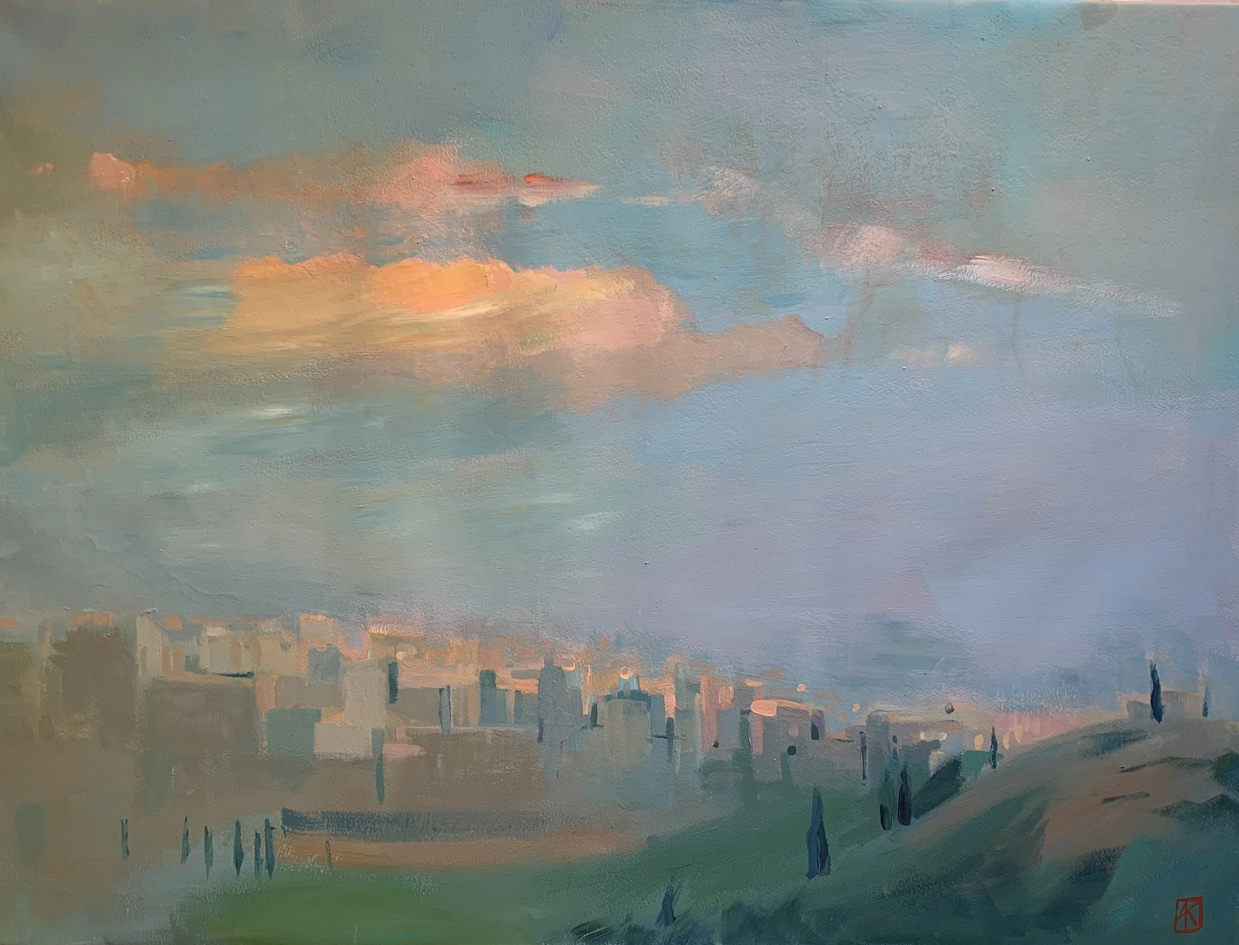 "Good morning from Jerusalem" 2023, 60x80, acrylic on paper