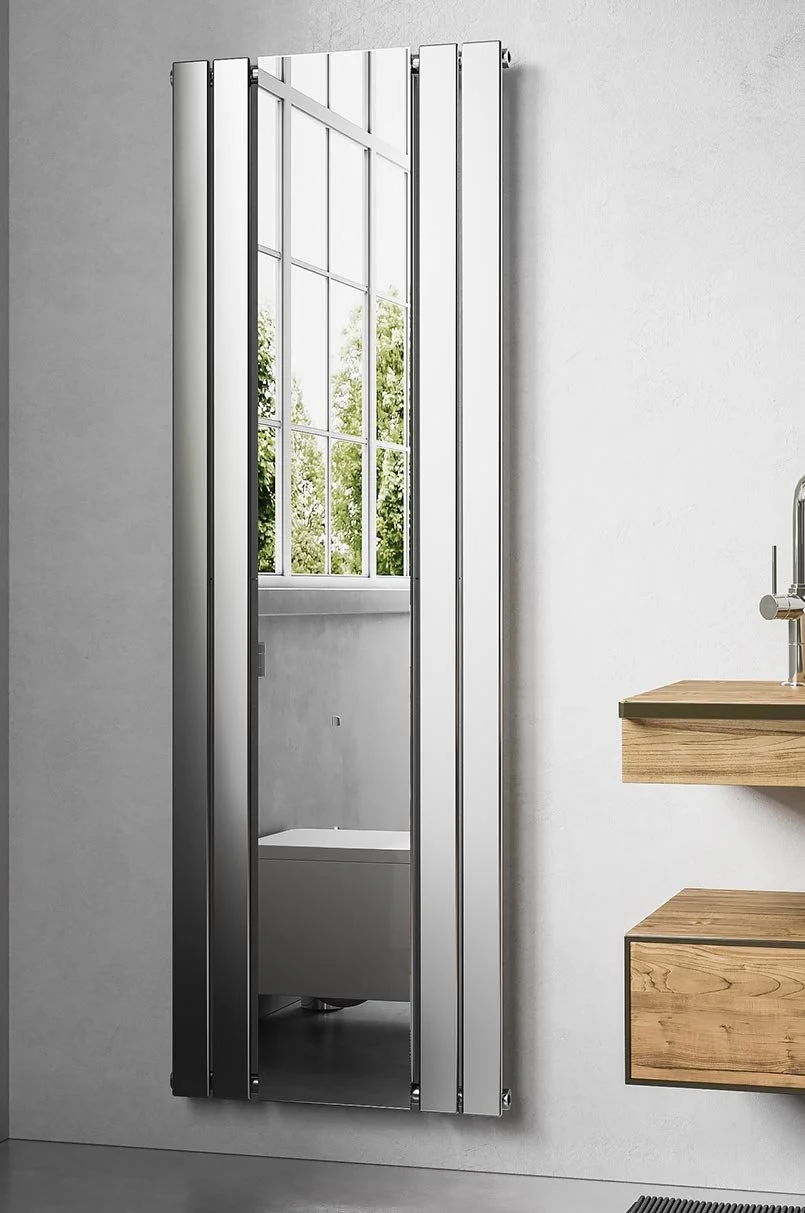 Empoli διακοσμητικό καλοριφέρ κάθετης τοποθέτησης, χρωμίου με καθρέφτη, ιδανικό για μπάνιο..