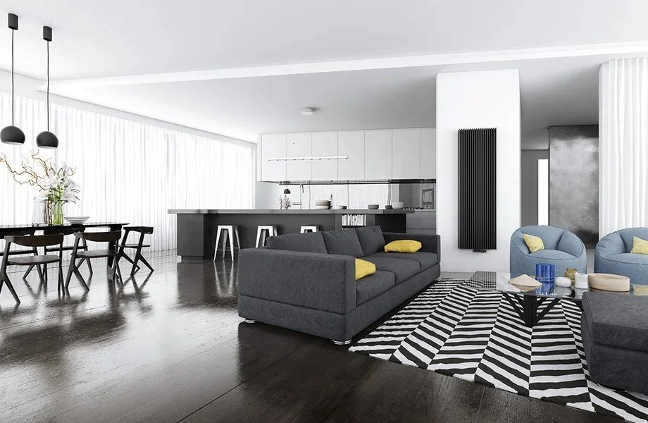 Vivat διακοσμητικό καλοριφέρ, κάθετης τοποθέτησης, χρώματος μαύρο, ιδανικό για σαλόνι