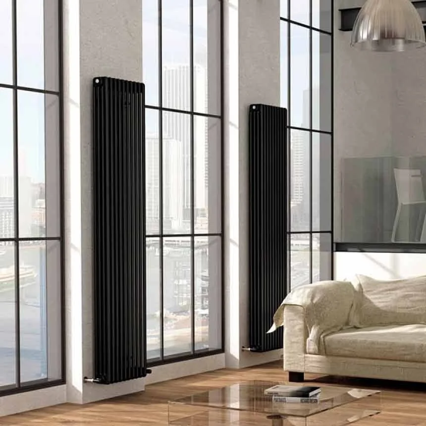 Delta Laserline 4 διακοσμητικό καλοριφέρ, κάθετης τοποθέτησης, χρώματος μαύρο, ιδανικό για σαλόνι