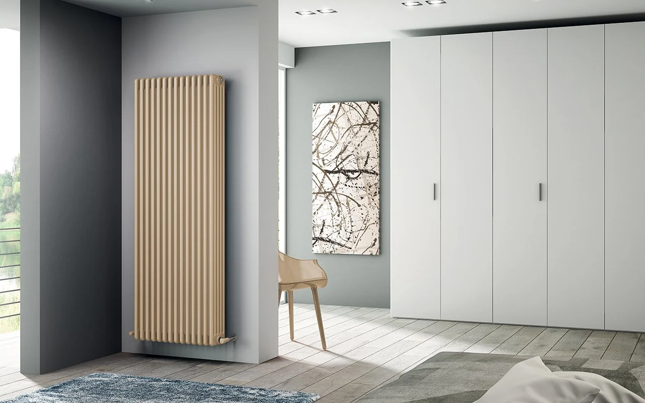 Tesi 5 διακοσμητικό καλοριφέρ, κάθετης τοποθέτησης, χρώματος μπεζ, ιδανικό για δωμάτιο