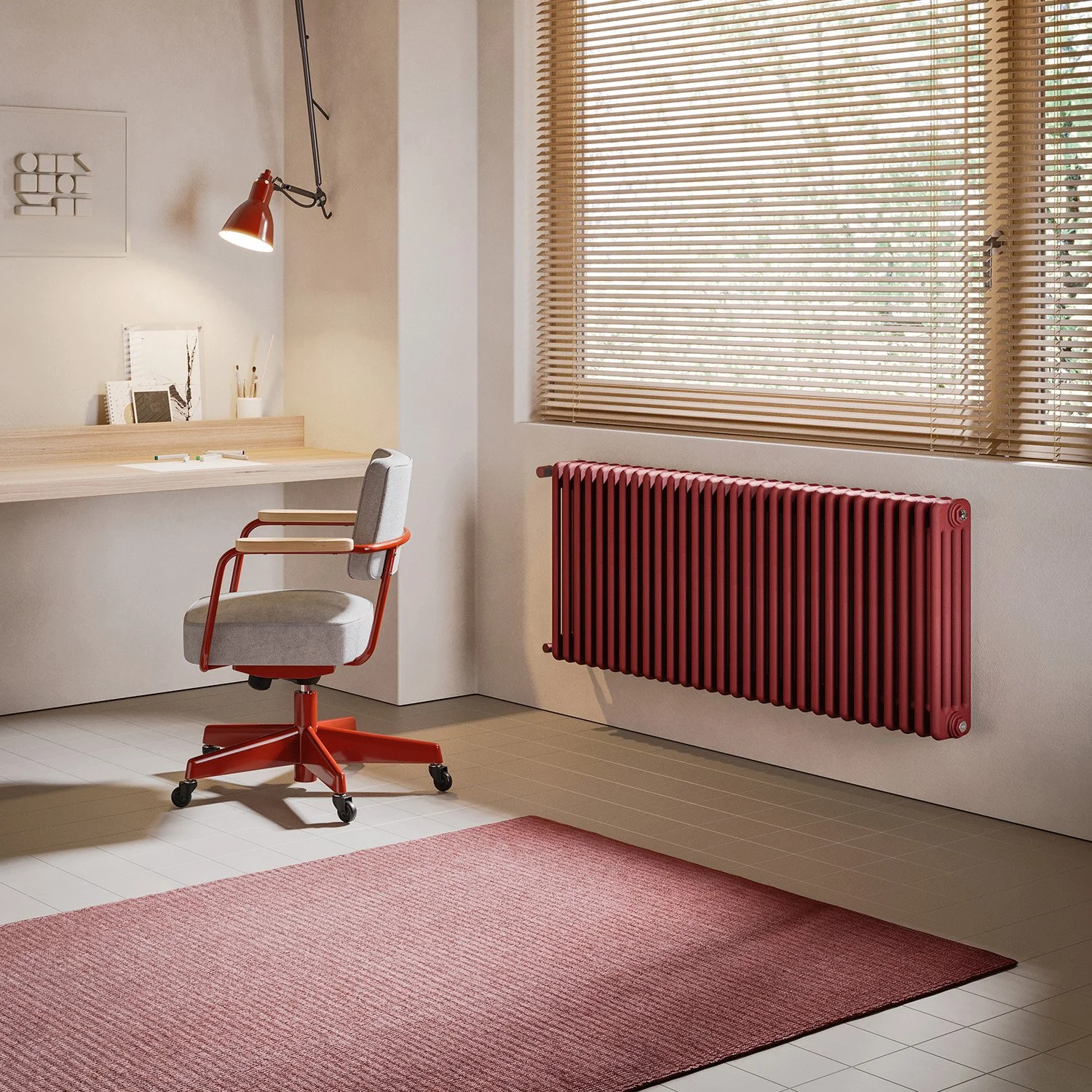Tesi 4 διακοσμητικό καλοριφέρ, κάθετης τοποθέτησης, χρώματος κόκκινο, ιδανικό για υπνοδωμάτιο