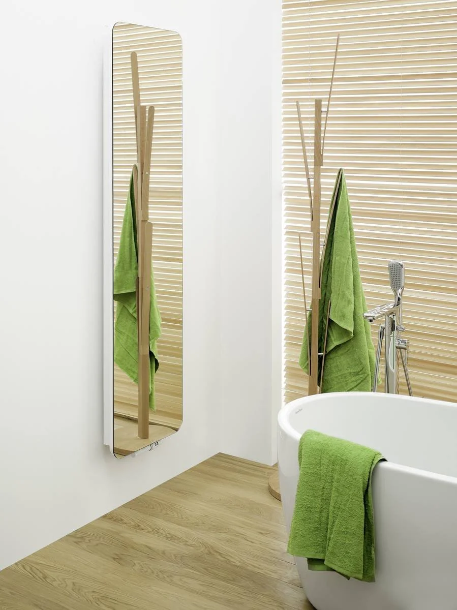 Indivi New διακοσμητικό καλοριφέρ, κάθετης τοποθέτησης, χρώματος λευκό, με καθρέφτη, ιδανικό για μπάνιο