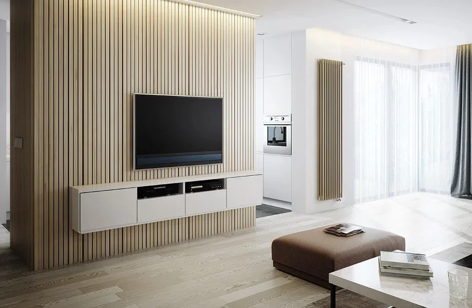 Tubus 3 διακοσμητικό καλοριφέρ, κάθετης τοποθέτησης, χρώματος κίτρινο γκρι, ιδανικό για σαλόνι