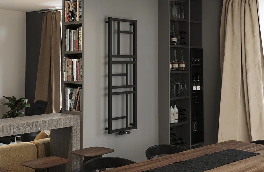 Mondrian διακοσμητικό καλοριφέρ, χρώματος μαύρου, ιδανικό για τραπεζαρία.