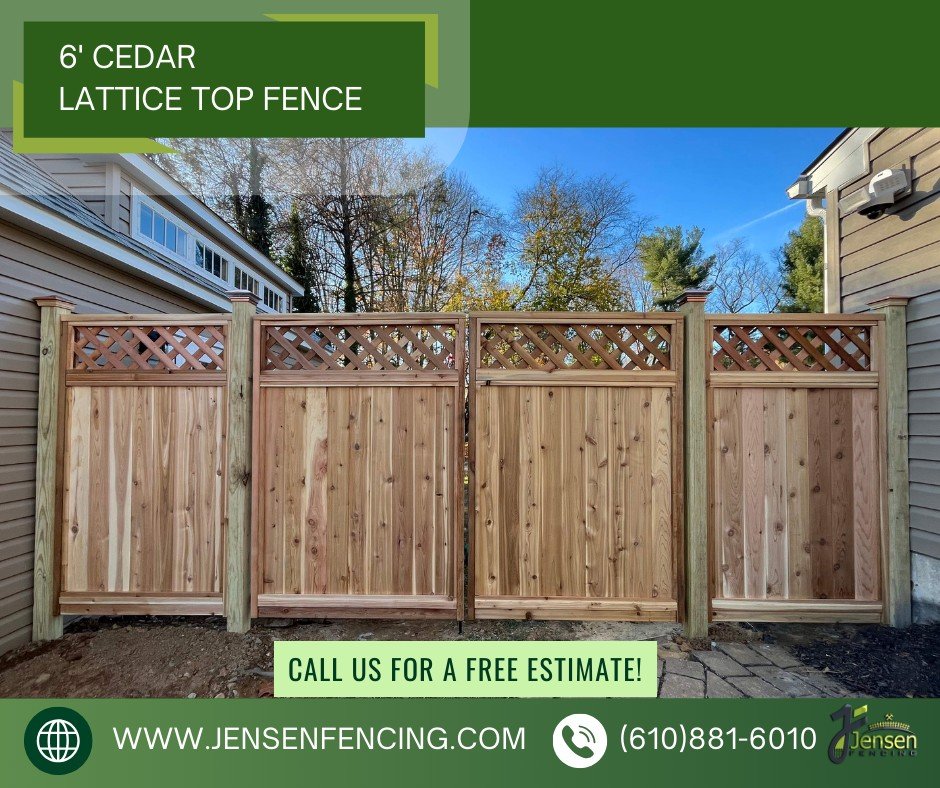 rivacy with Airflow🌿
.
.
.
.

#LatticeFence #jensenfencing #fencecontractorpa #fenceinstallers #fences 
#PrivacyScreen #fenceideas #OutdoorLiving #BackyardBliss  #LandscapeDesign
#DecorativeFencing #OutdoorPrivacy #GardenInspiration
#HomeImprovement