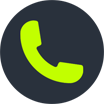 Green phone handset icon on a dark background