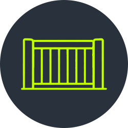 Neon green crib on a dark background