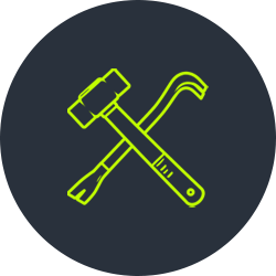 Icon of a hammer and wrench crossed over each other