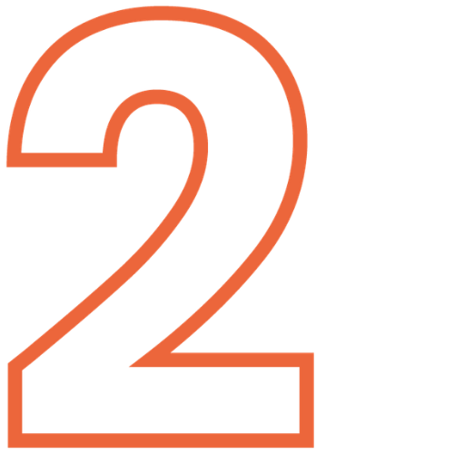 Orange number two on a white background. Design by Hubble.
