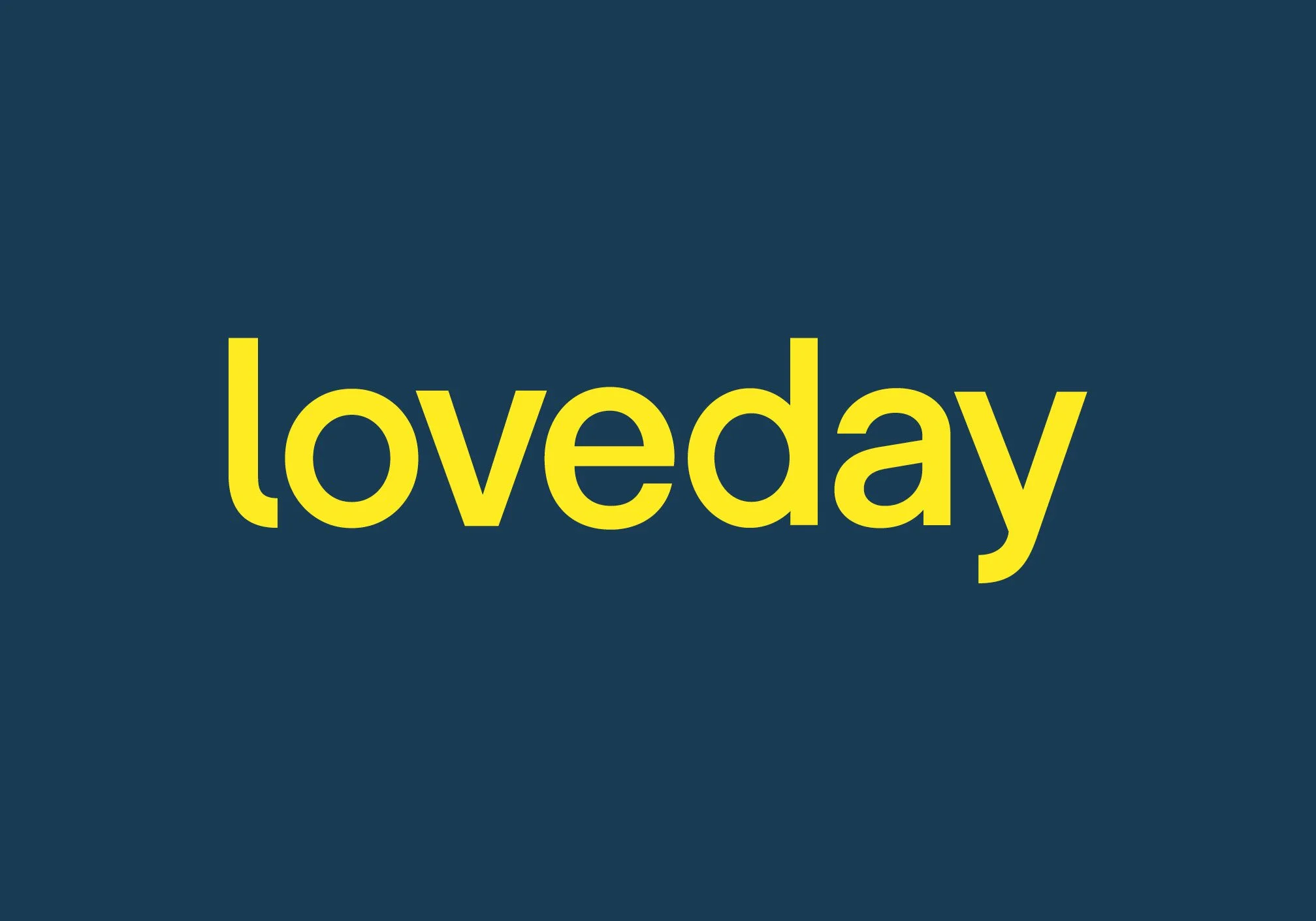 Text on a blue background that says "loveday" in yellow letters. Real estate branding and deisgn by Hubble.