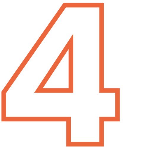 An orange outline of the number four on a white background.