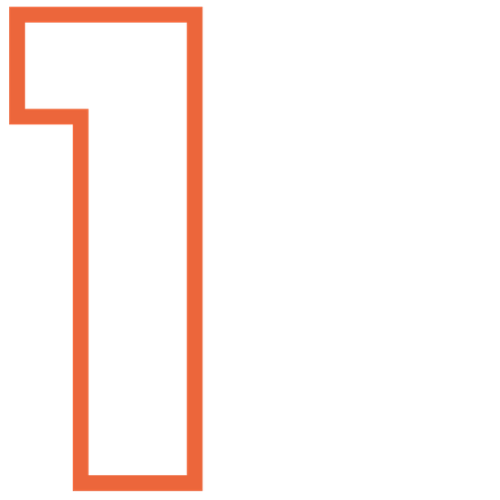 Number 1 in orange outline. Design by Hubble.