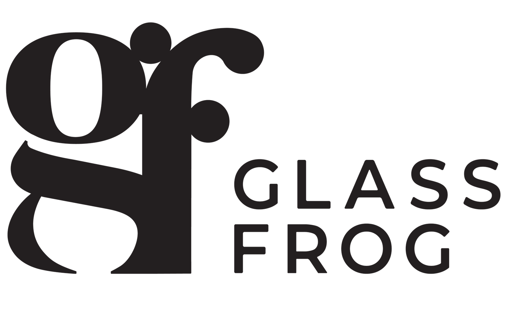 Logo with the words 'Glass Frog'. Coaching and Consultant branding design by Hubble.