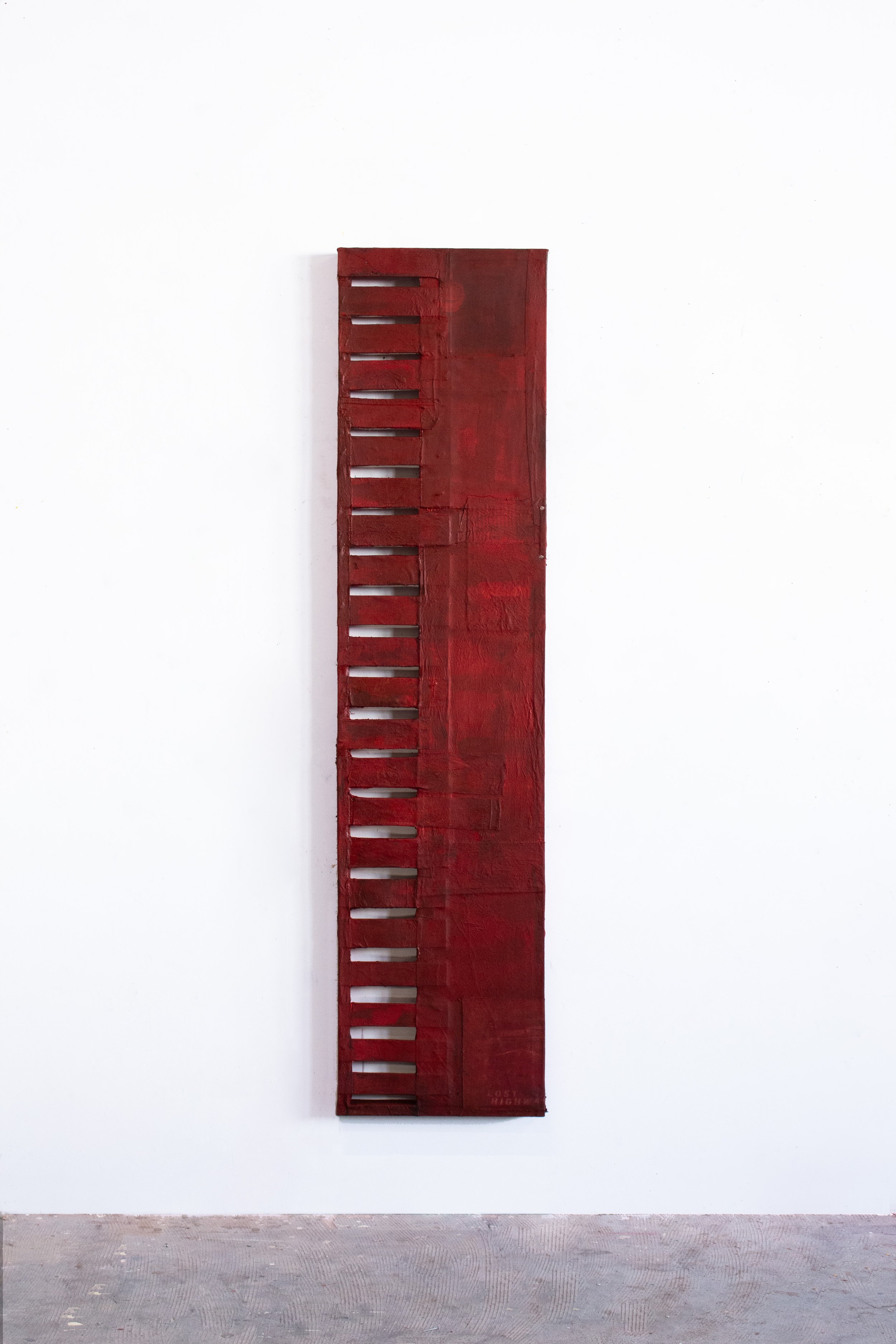 Lost highway - wood, photography on textile, wax, ink, 2025