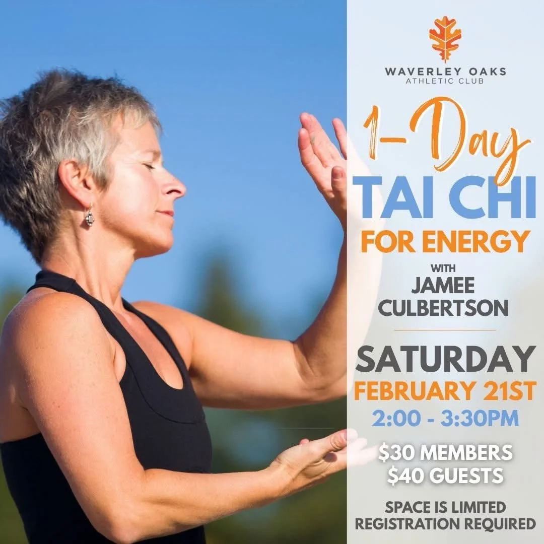Restore, recharge, and reconnect in this gentle yet powerful Tai Chi workshop @waverleyoaksathletic! Designed to boost your energy and calm your mind, you&rsquo;ll learn how to release tension, improve circulation, and cultivate steady, sustainable e