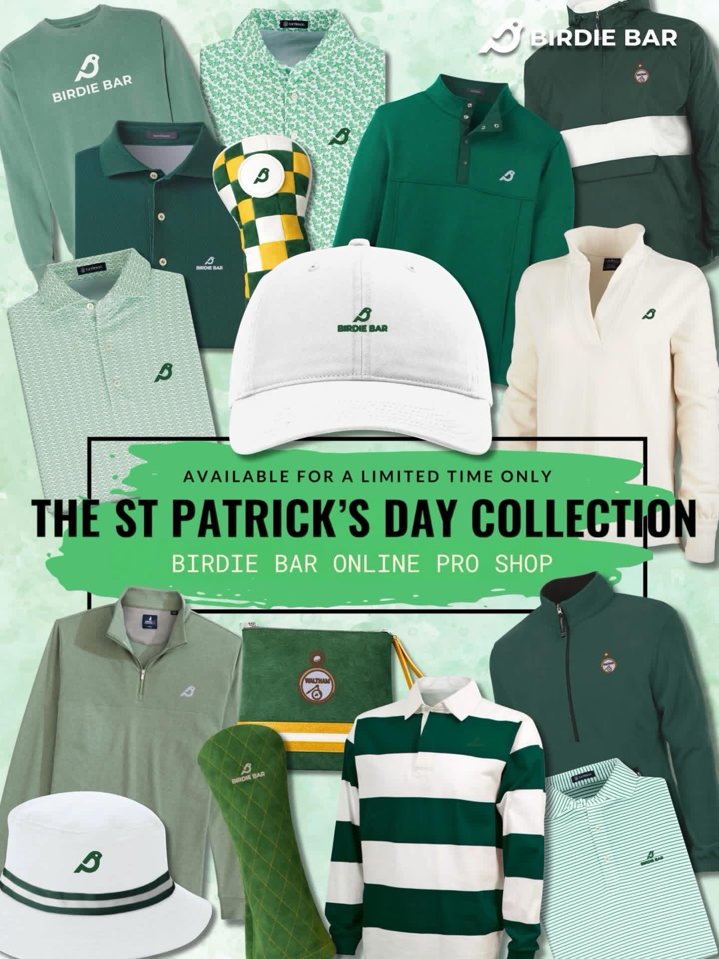 Bring some luck to the course! 🍀 @birdiebar_&rsquo;s limited-edition St. Patrick&rsquo;s Day Collection is now available! ⛳️

👉 Head to their bio to learn more 👕🧢

📷 Birdie Bar