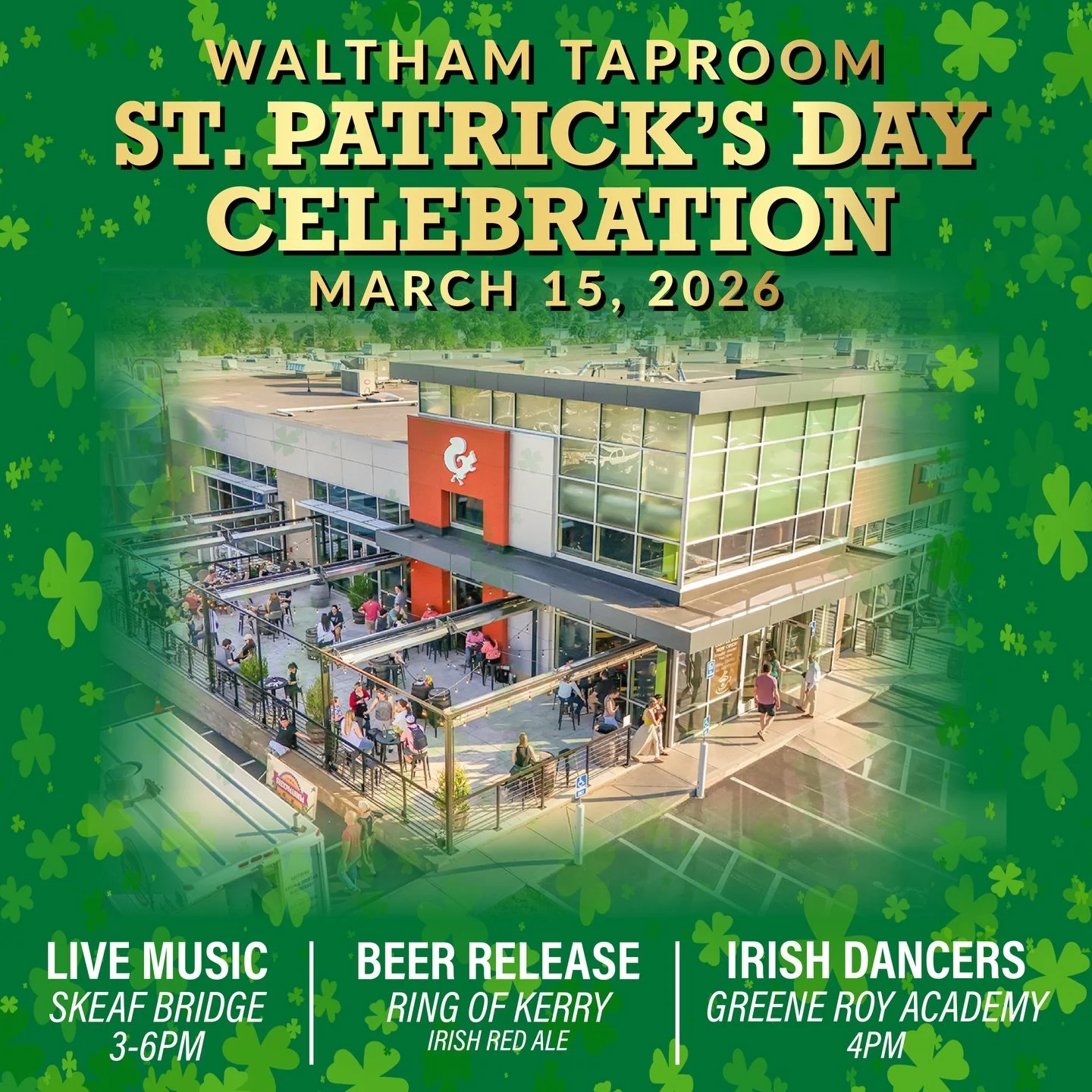 Celebrate St. Patrick&rsquo;s Day @mightysqrl! They&rsquo;ve brewed something special and fired up the kitchen to bring a taste of Ireland to all three taprooms. 🍀

Join the festivities @mightysquirrelwaltham on March 15th with live music from Skeaf