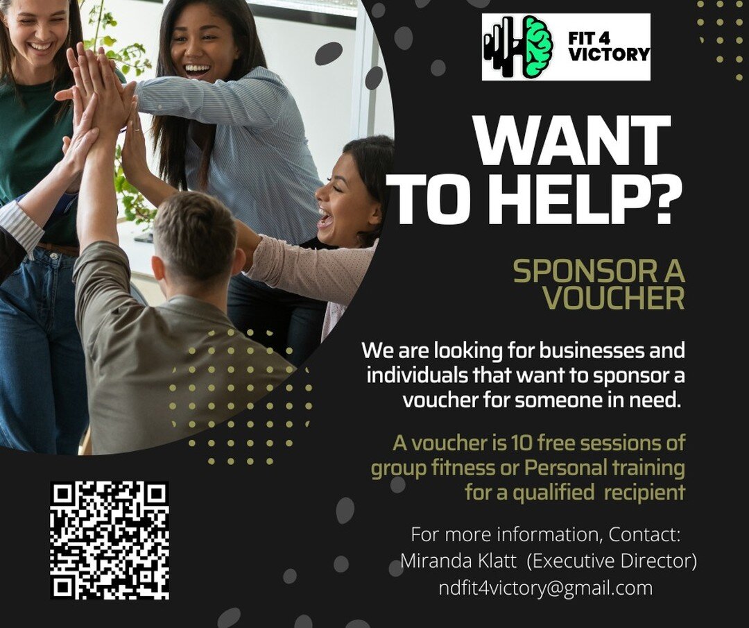 Want to support this mission? Sponsor a Voucher!
We are looking for businesses and individuals to sponsor a voucher for someone struggling with mental health and substance use disorders.

A voucher is 10 free sessions at a fitness facility of choice 