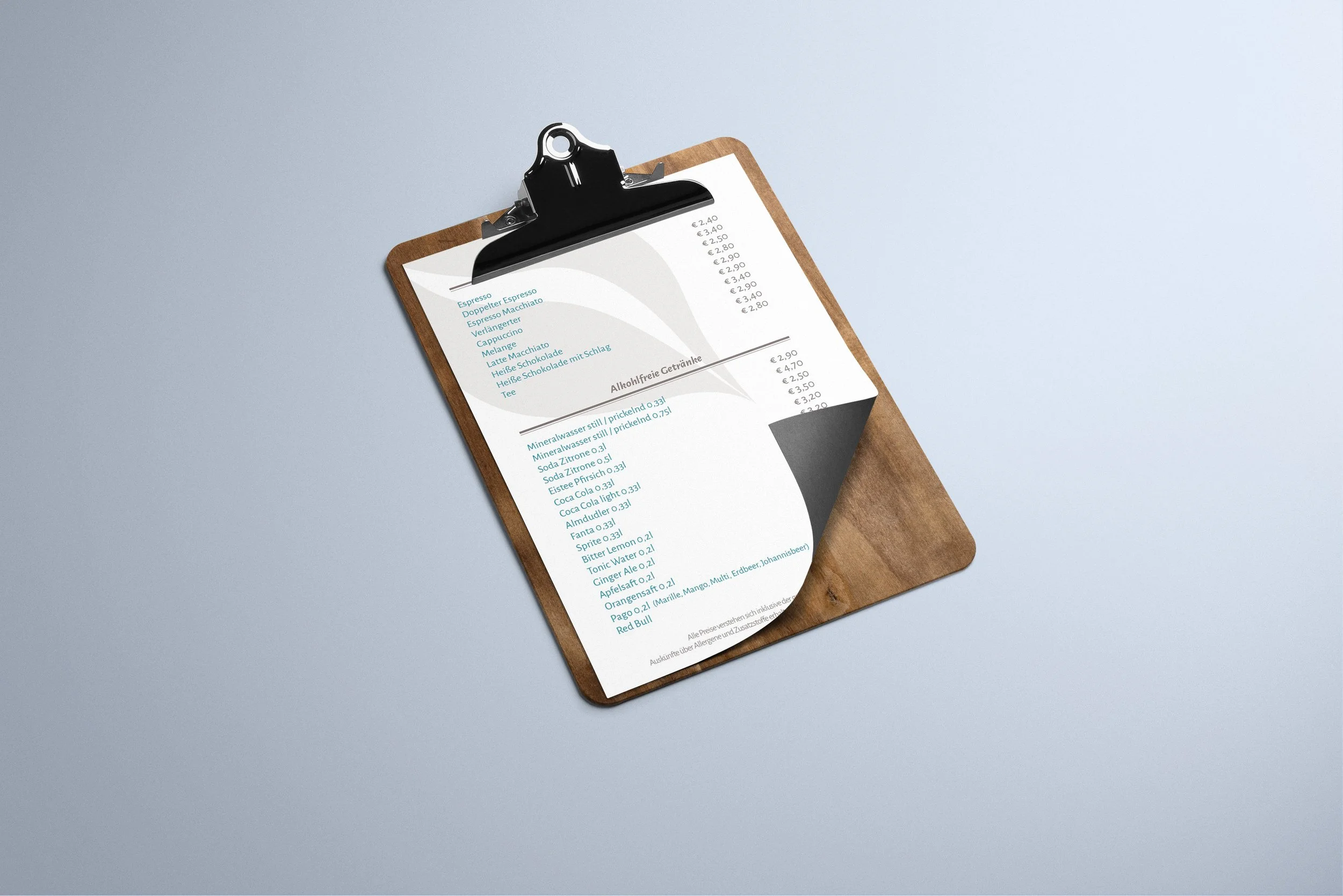 Bar menu