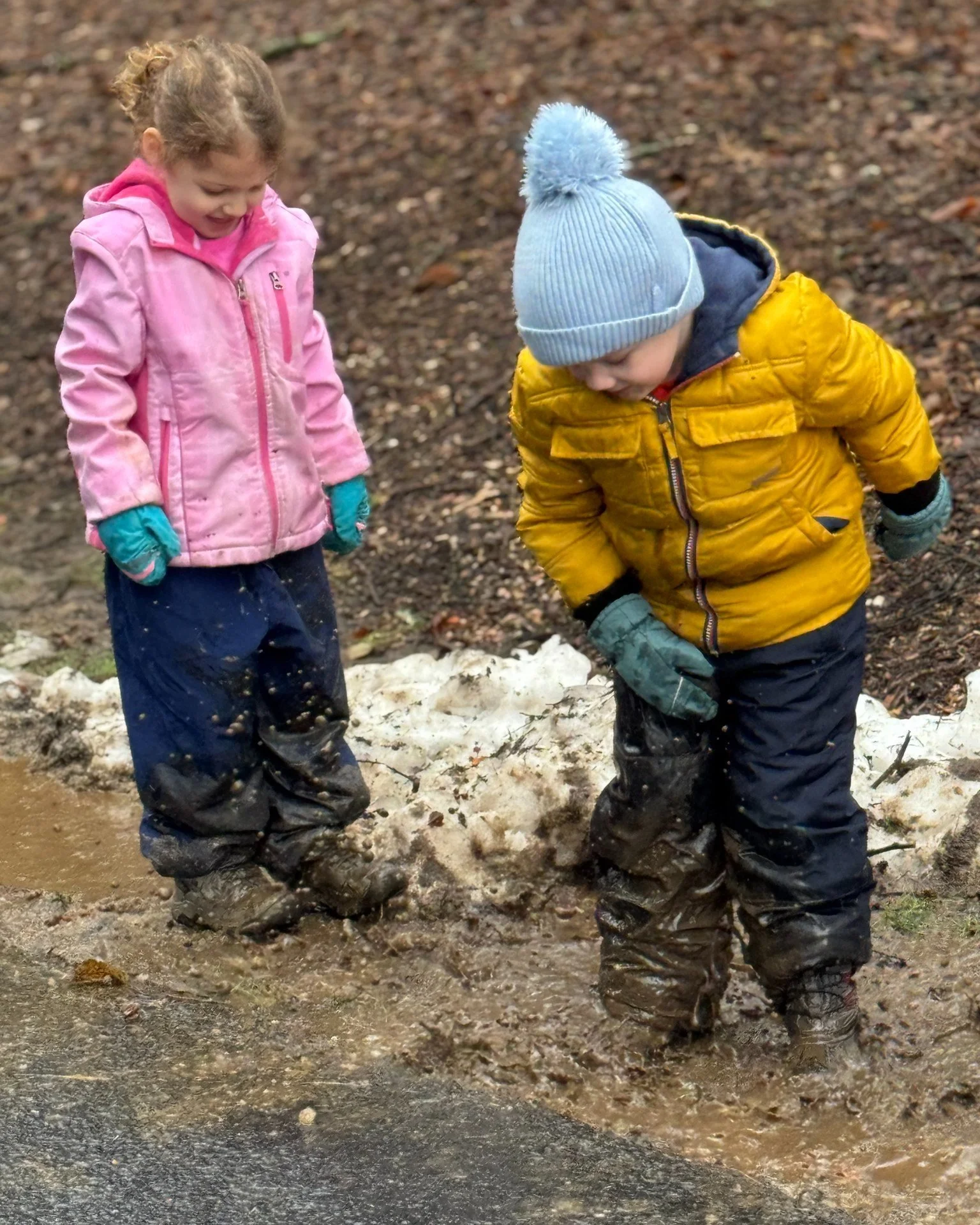Professional puddle jumpers! 🌧️💜