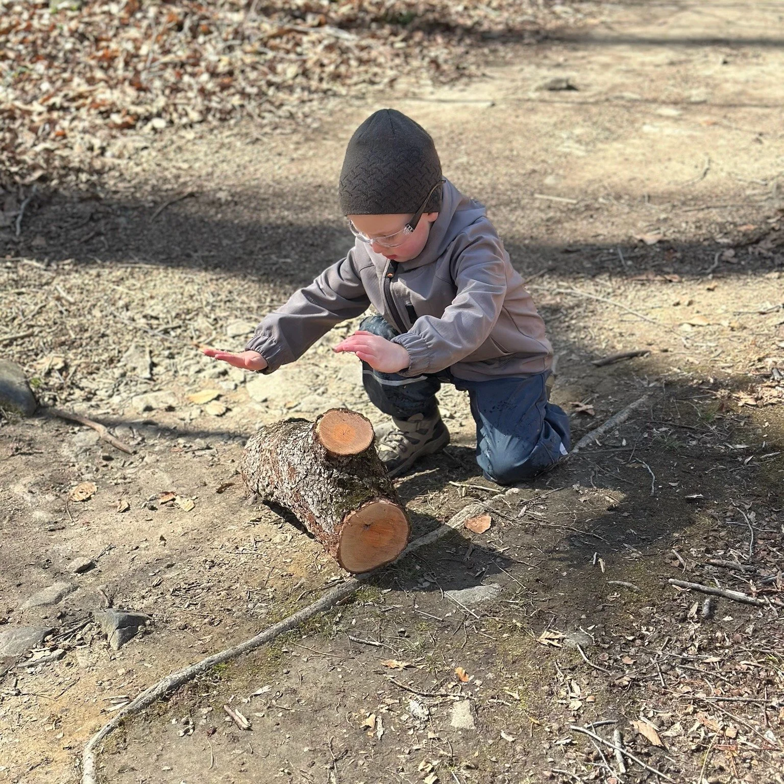 Rolling giant snowballs this winter has given way to rolling logs this spring! Thanks Mr. Jeff @tylerarboretum for the wonderful additions to our outdoor classroom! 💪🪵