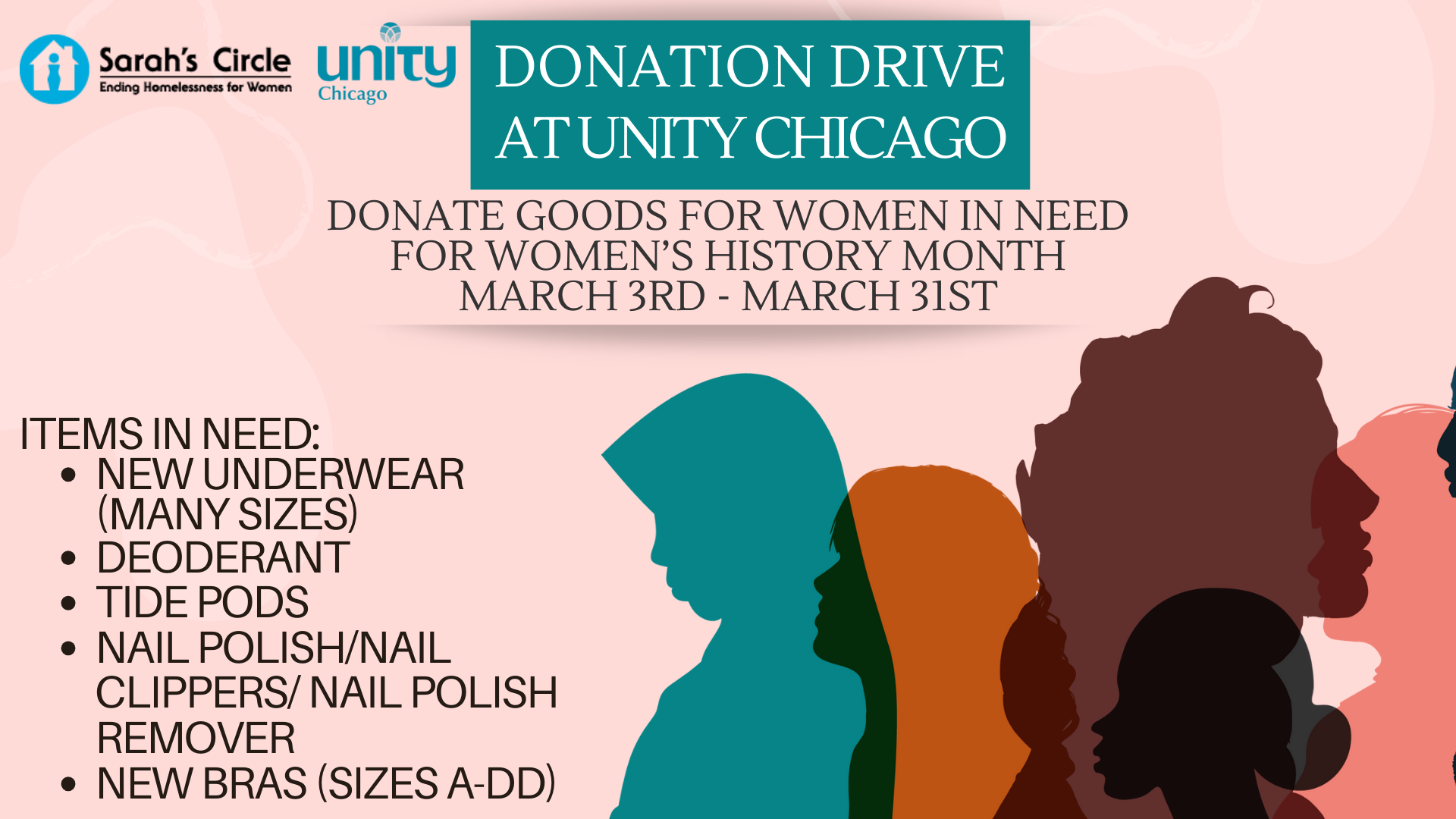 Sarah’s Circle Donation Drive — Unity Chicago