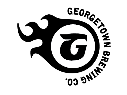 The Georgetown Brewing Company logo featuring a stylized black flame with a circular emblem containing a 'G' and the company name.